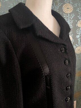 Rebecca Taylor Black Tweed Blazer Button Front Size 6 (medium)